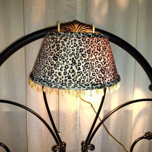 Leopard Fabric Headboard Bedroom Lamp Bead Trim